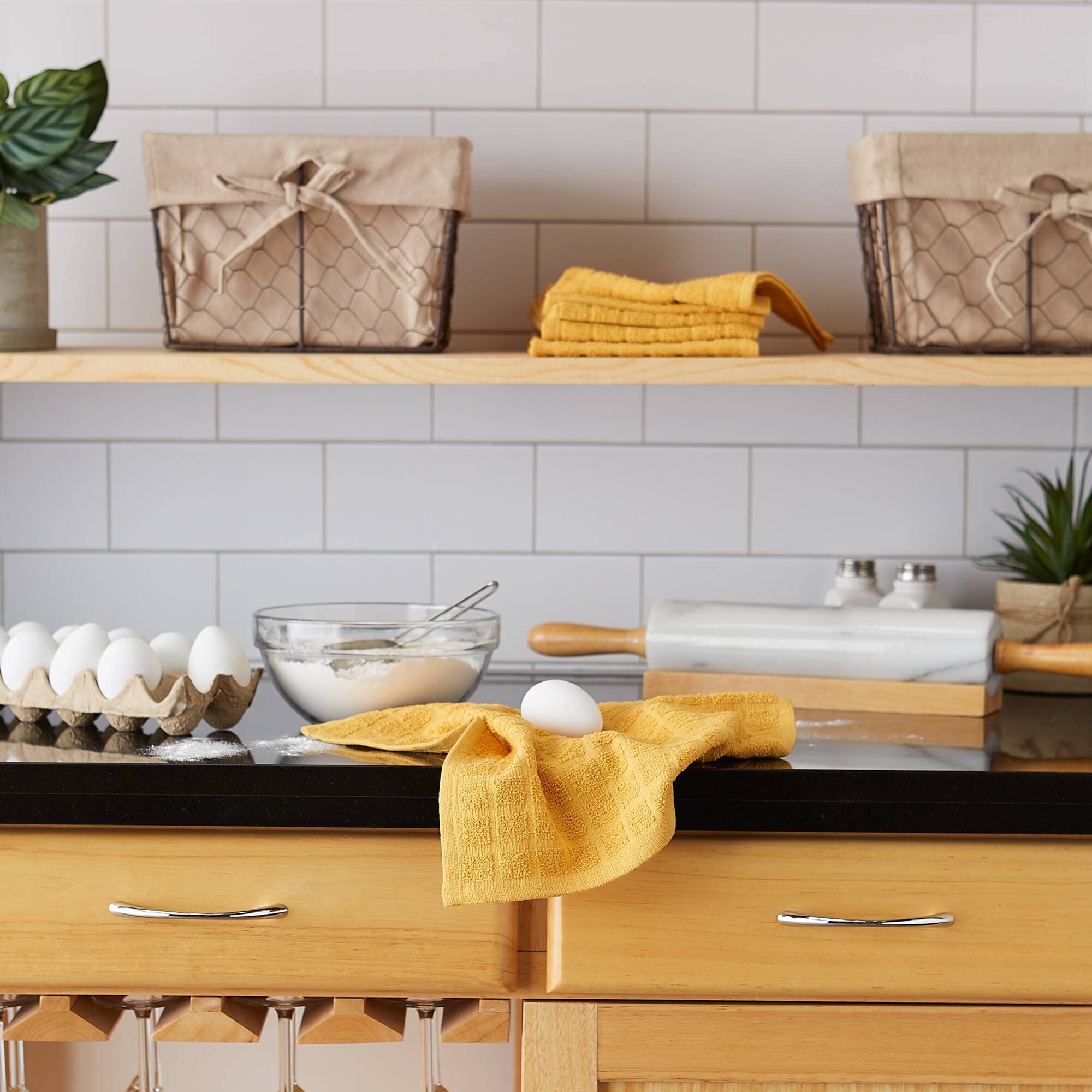 DII® Solid Windowpane Terry Dishcloth Set